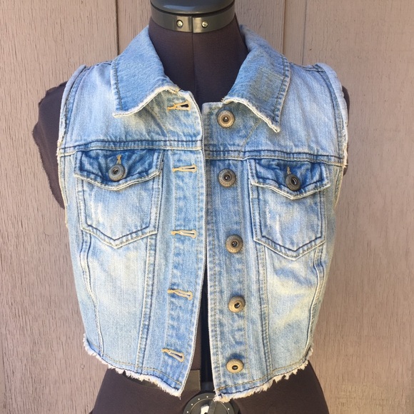 cropped jean vest